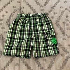 Green plaid shorts